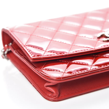 Chanel Patent Quilted Brilliant Wallet On Chain WOC Red 9 of 11