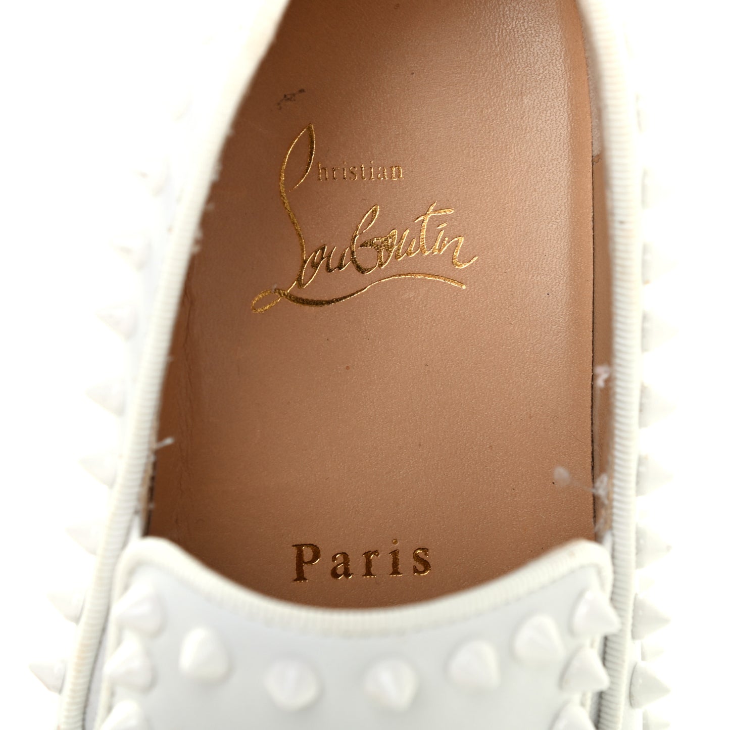 Calfskin Studded Womens Slip On Sneakers 35.5 White