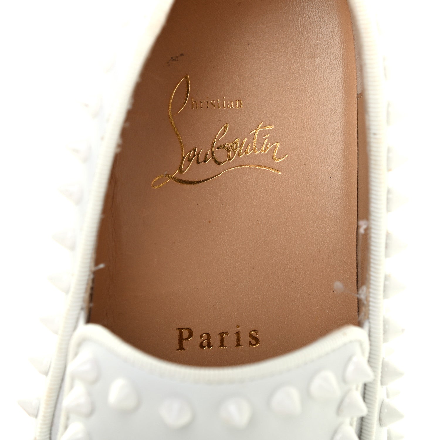 Christian Louboutin Calfskin Studded Womens Slip On Sneakers 35.5 White 6 of 10