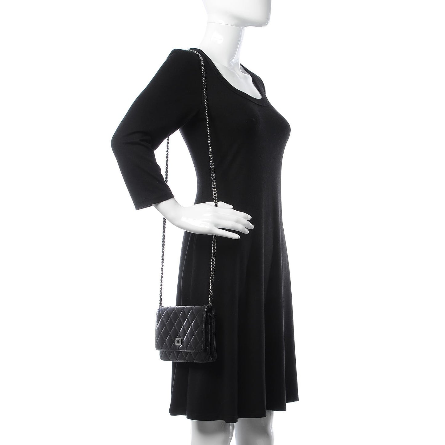 Glazed Aged Calfskin Reissue Wallet On Chain WOC Black