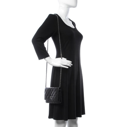 Chanel Glazed Aged Calfskin Reissue Wallet On Chain WOC Black 2 of 8