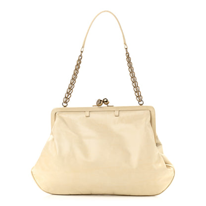 Chanel Glazed Calfskin Kisslock Frame Bag Beige 1 of 11