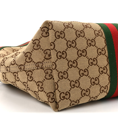 Gucci Monogram Web Small Giglio Tote Bag Beige Dark Brown 9 of 10