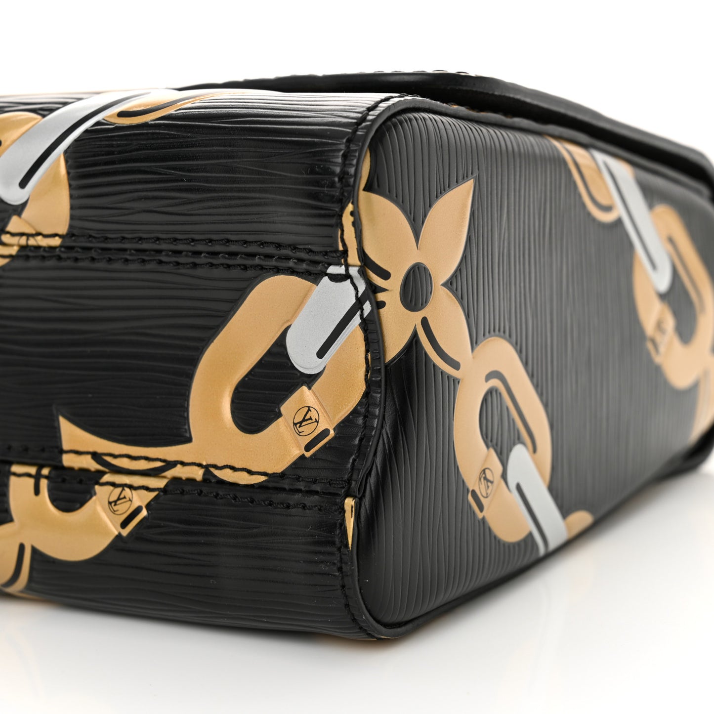 Epi Chain Flower Twist Shoulder Bag MM Black