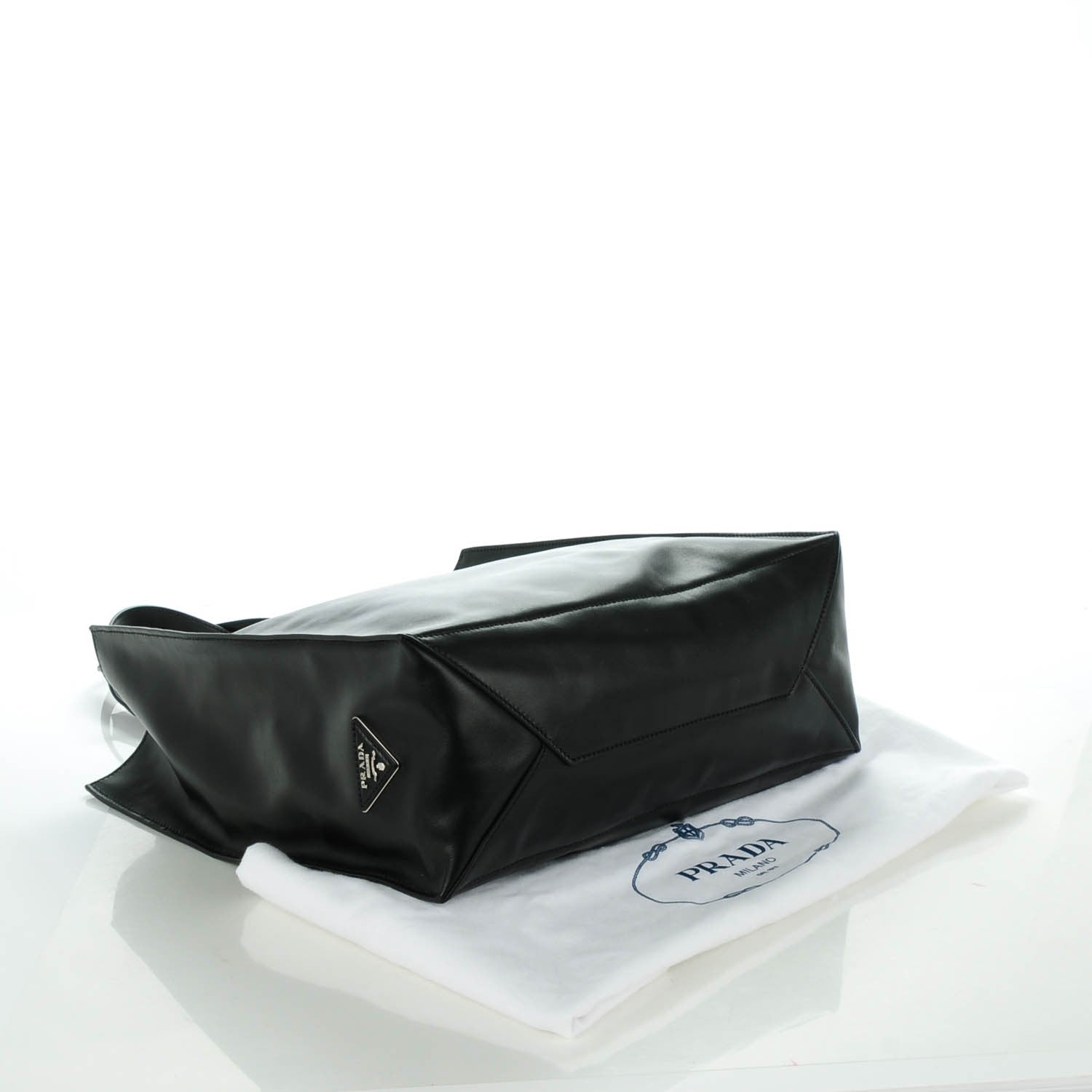 Prada Soft Calf Shopping Tote Black Celeste 4 of 9