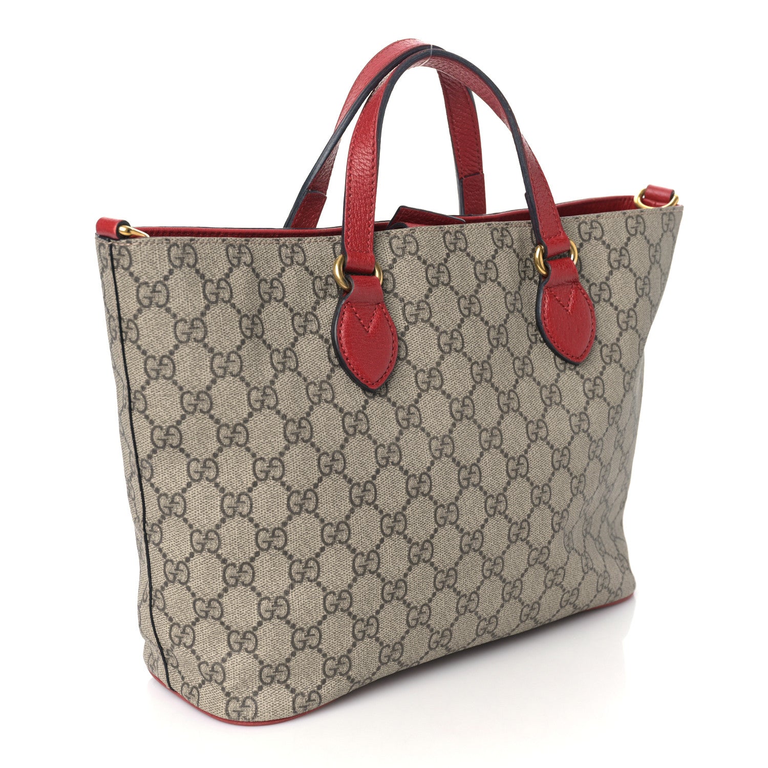 Gucci Soft GG Supreme Monogram Web Bosco Patch Small Crossbody Tote Beige Malva Hibiscus Red 2 of 12