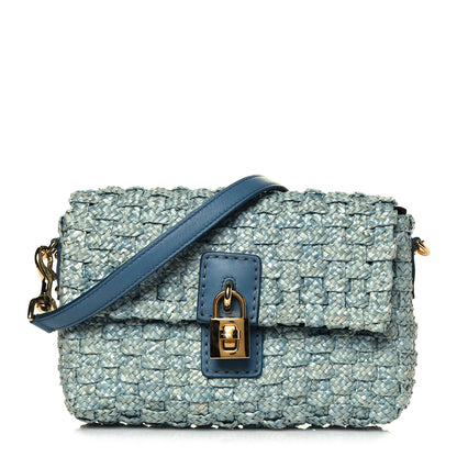 Dolce & Gabbana Woven Raffia Padlock Shoulder Bag Acqua 1 of 4