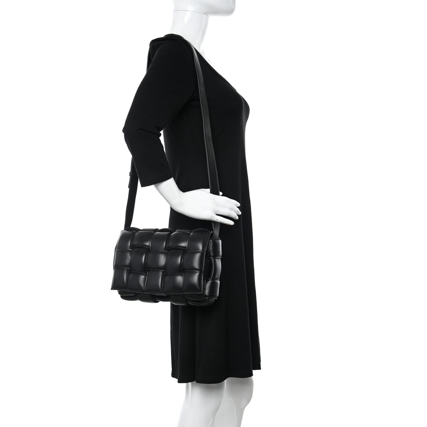 Nappa Maxi Intreccio Padded Cassette Crossbody Bag Black