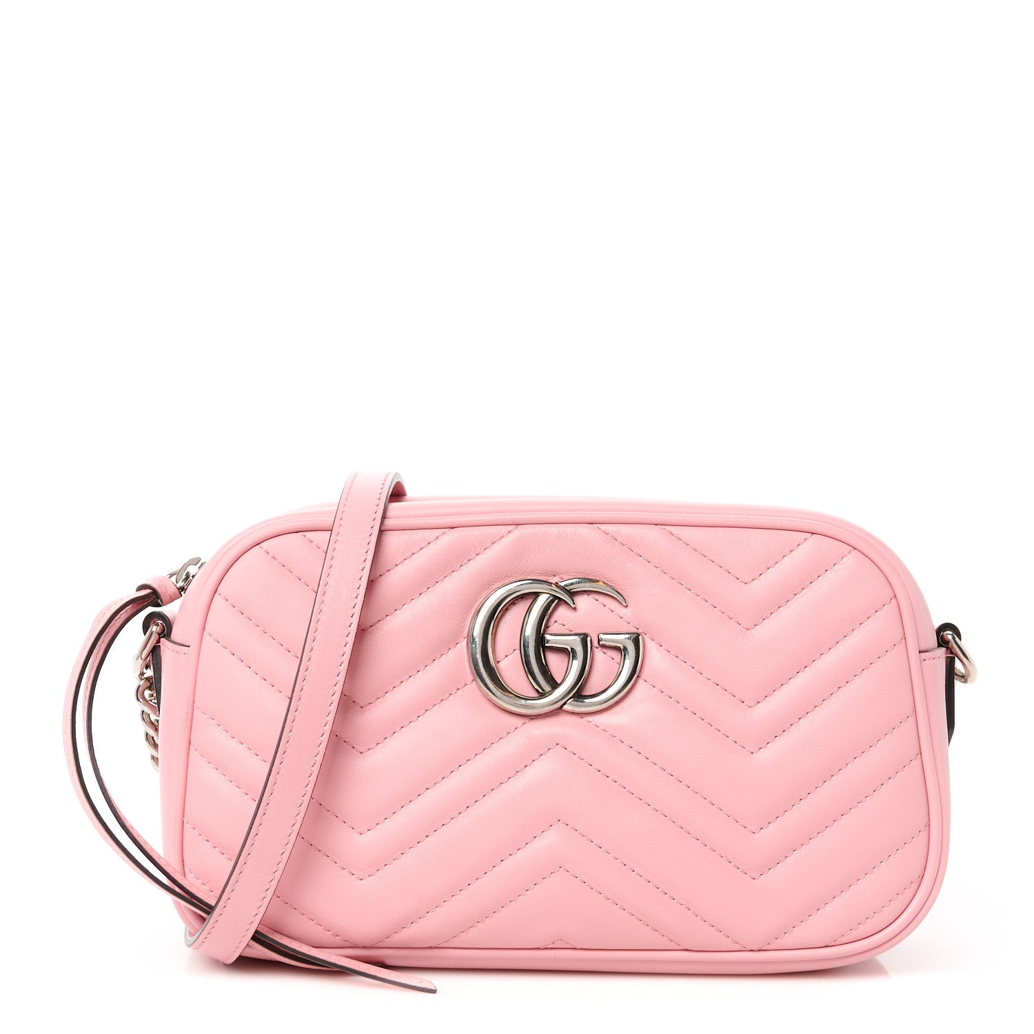 Gucci Calfskin Matelasse Small GG Marmont Chain Shoulder Bag Wild Rose 1 of 12