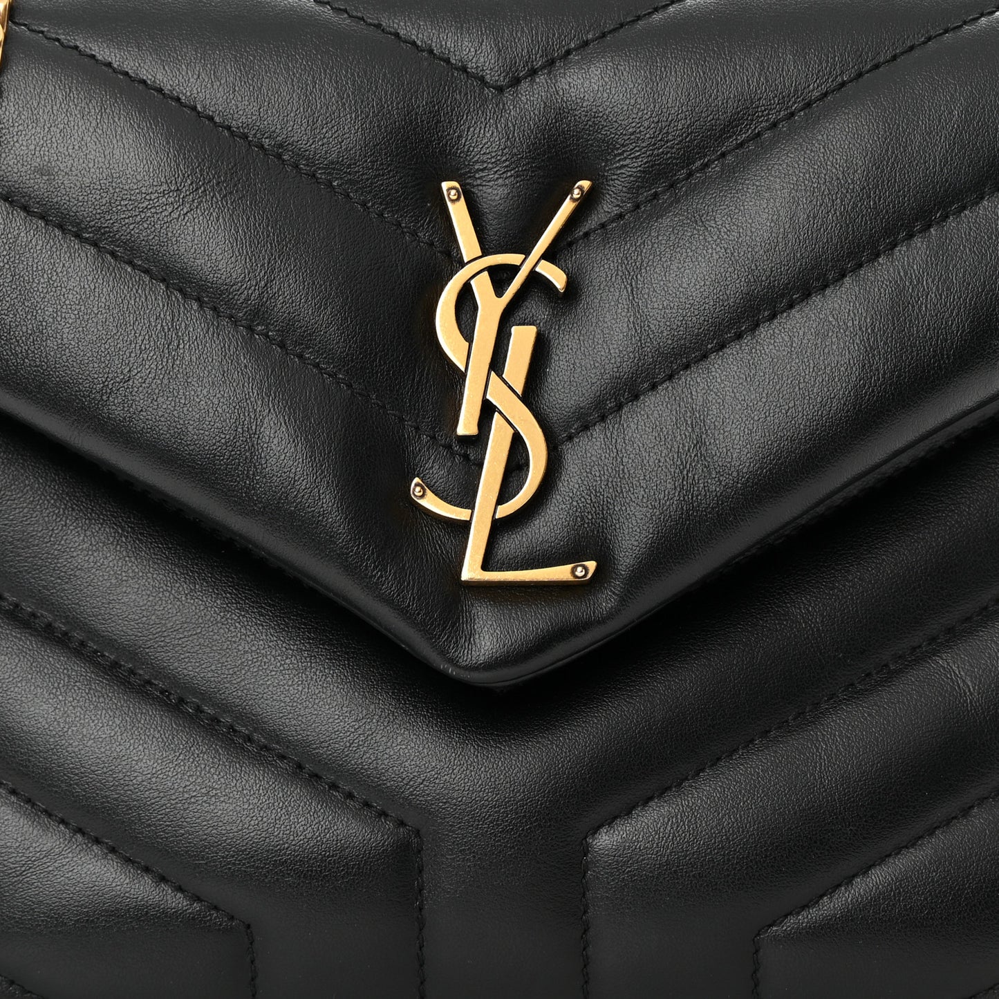 Calfskin Y Quilted Monogram Small Loulou Chain Satchel Black