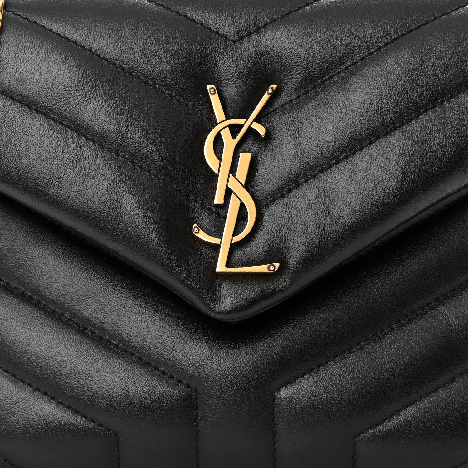 Saint Laurent Calfskin Y Quilted Monogram Small Loulou Chain Satchel Black 8 of 16