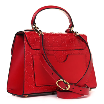 Gucci Guccissima Signature Small Padlock Top Handle Bag Hibiscus Red 2 of 11
