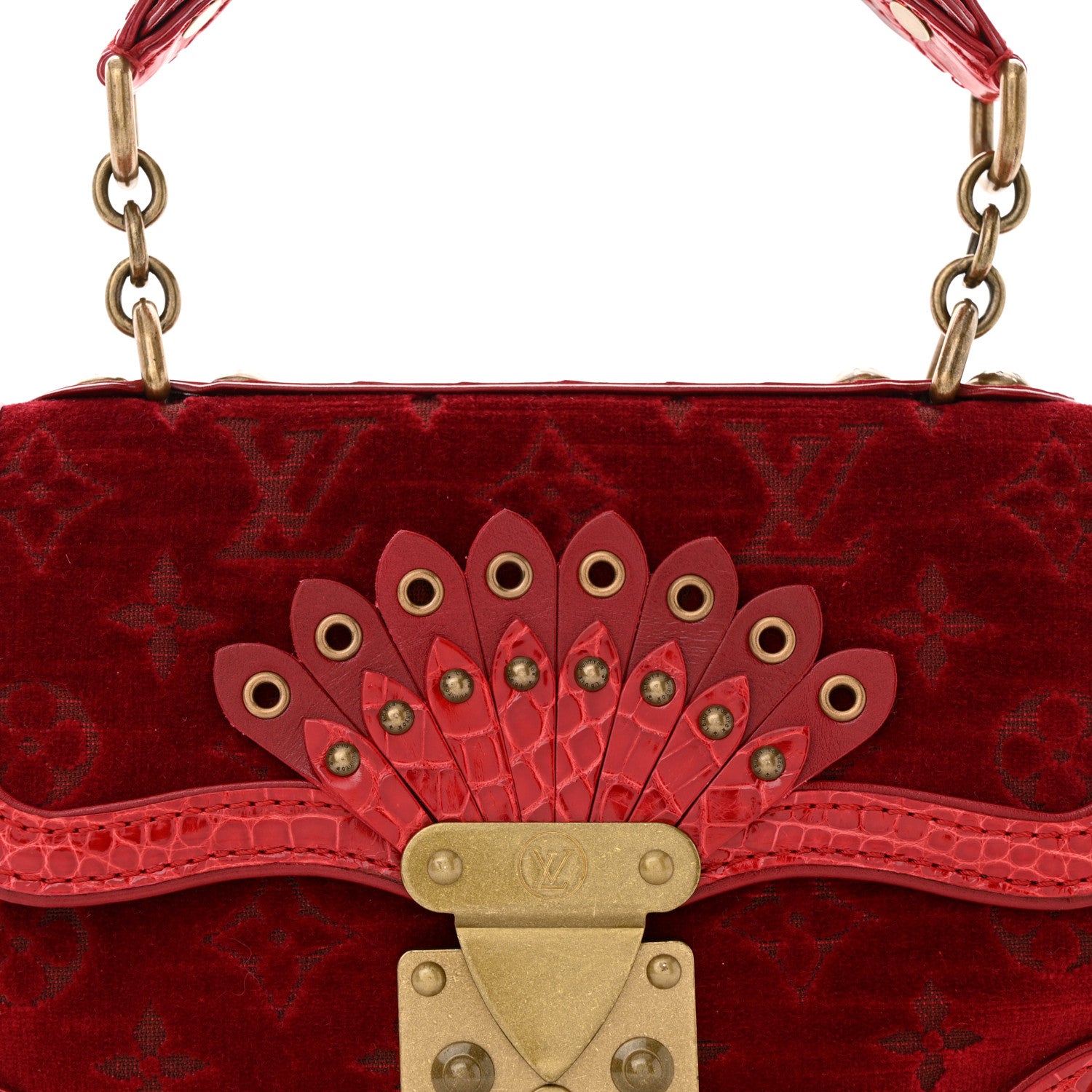 Louis Vuitton Monogram Velours Alligator Irvine Red 7 of 9