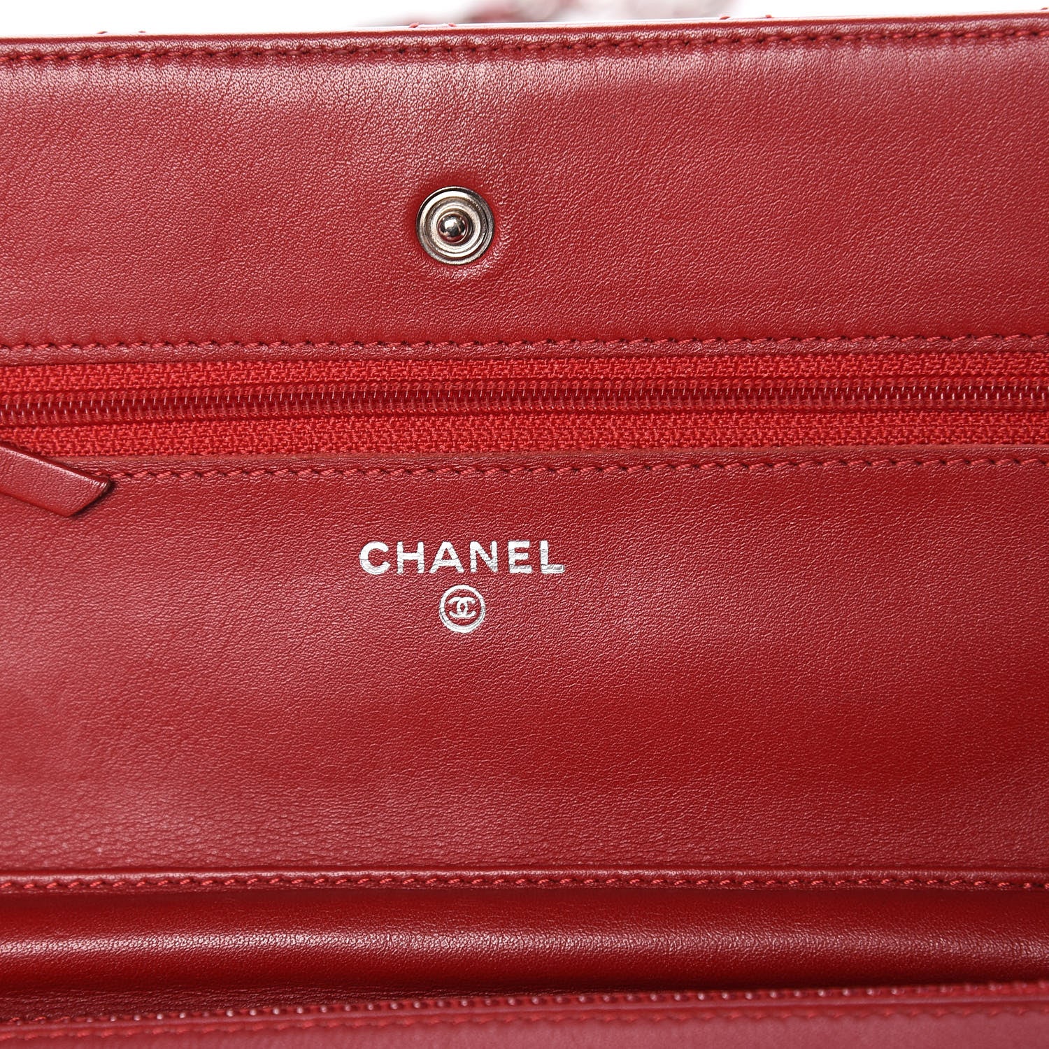 Chanel Patent Quilted Wallet On Chain WOC Red 6 of 12