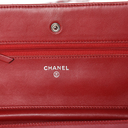 Chanel Patent Quilted Wallet On Chain WOC Red 6 of 12