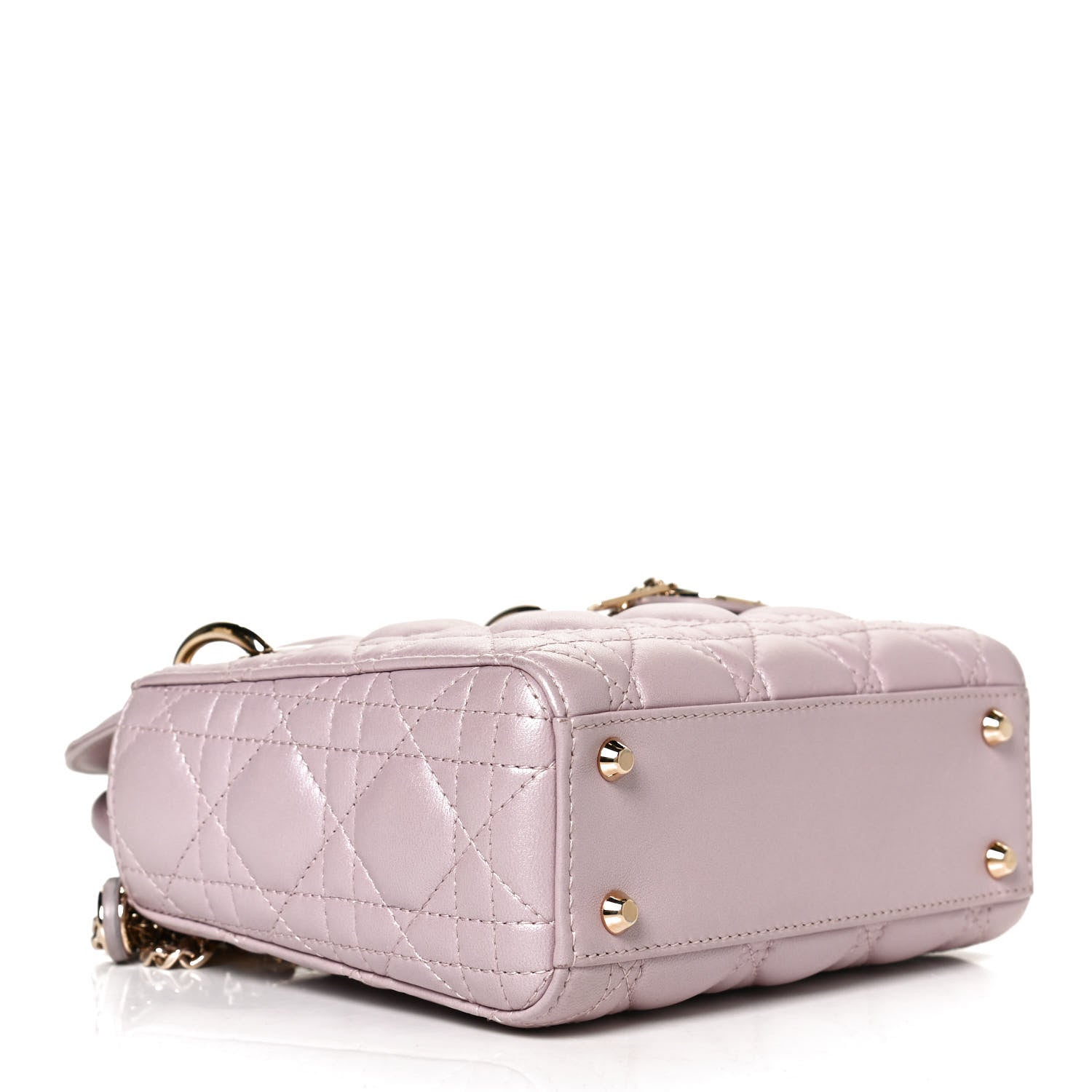 Christian Dior Metallic Lambskin Cannage Mini Lady Dior Lotus 4 of 10