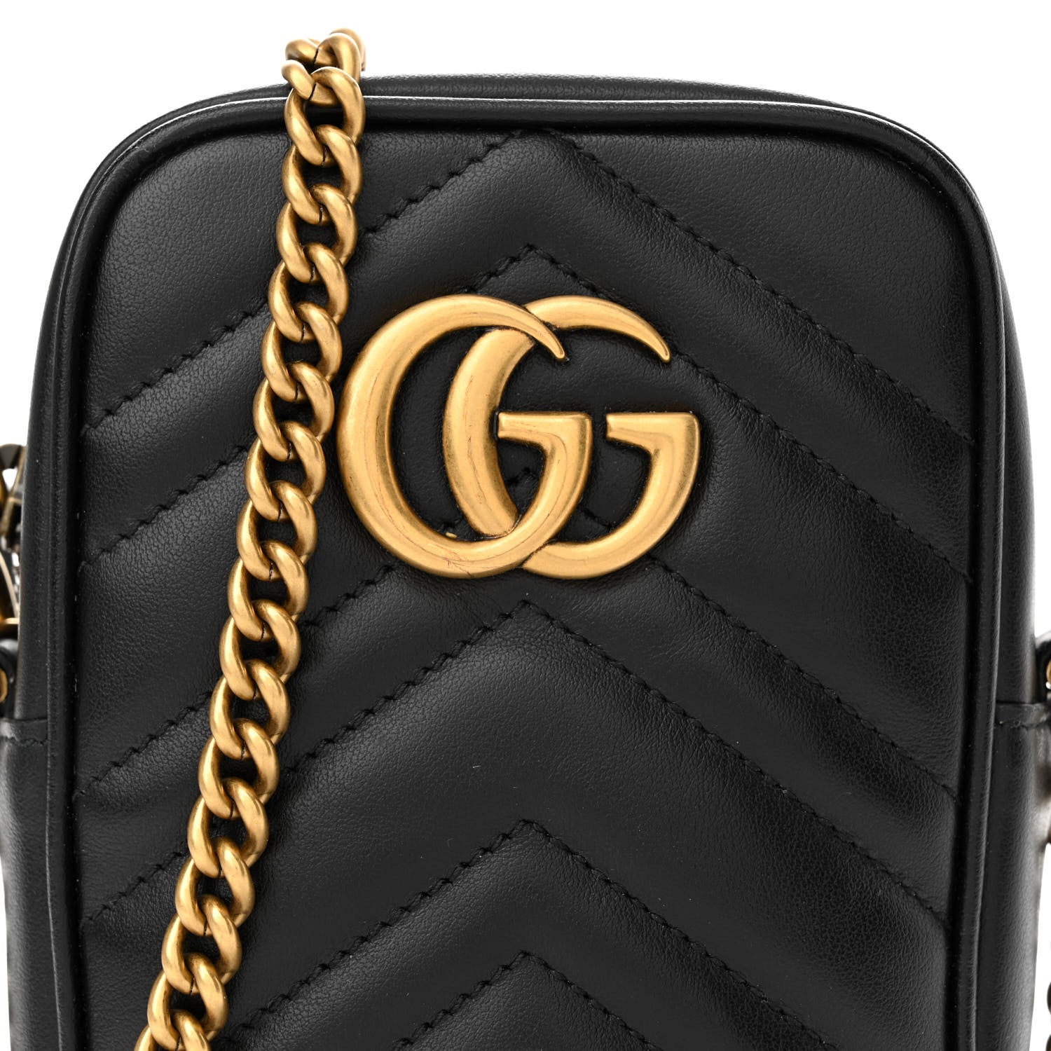 Gucci Calfskin Matelasse Mini GG Marmont Crossbody Bag Black 8 of 10