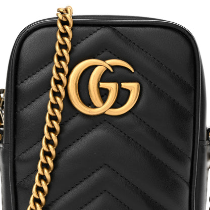 Gucci Calfskin Matelasse Mini GG Marmont Crossbody Bag Black 8 of 10