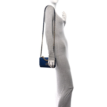 Chanel Shiny Goatskin Quilted Chanel 19 Wallet On Chain WOC  Blue 2 of 11