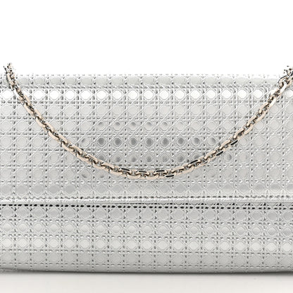 Christian Dior Metallic Patent Micro-Cannage Lady Dior Croisiere Chain Wallet Silver 7 of 9