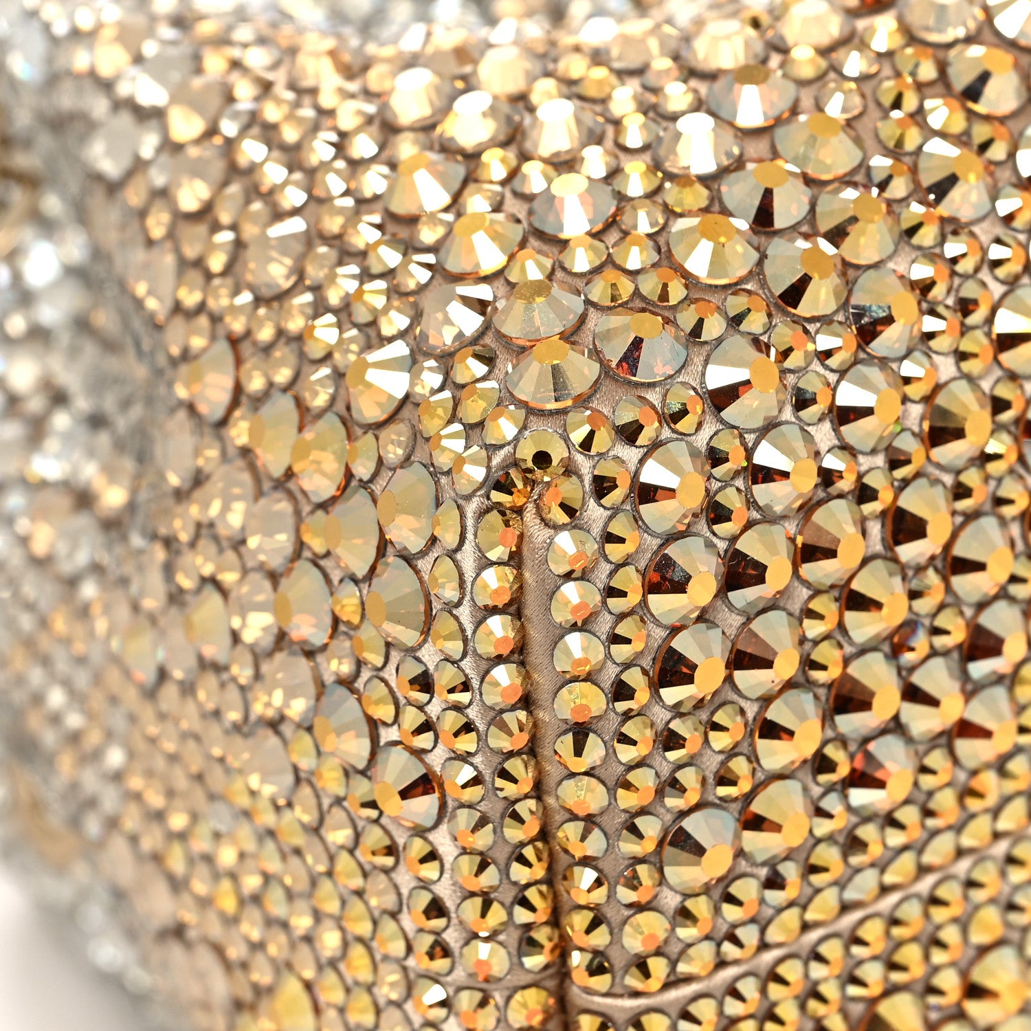 Jimmy Choo Satin Hotfix Crystal Embellished Bon Bon Bucket Bag Gold Silver 9 of 10