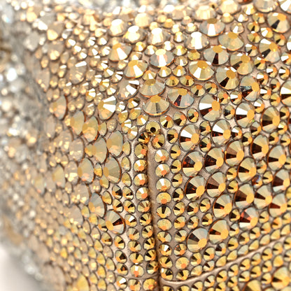 Jimmy Choo Satin Hotfix Crystal Embellished Bon Bon Bucket Bag Gold Silver 9 of 10