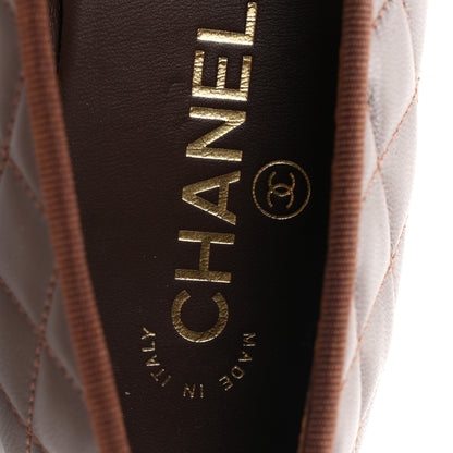 Chanel Lambskin Quilted CC Cap Toe Ballerina Flats 39 Dark Brown 9 of 11