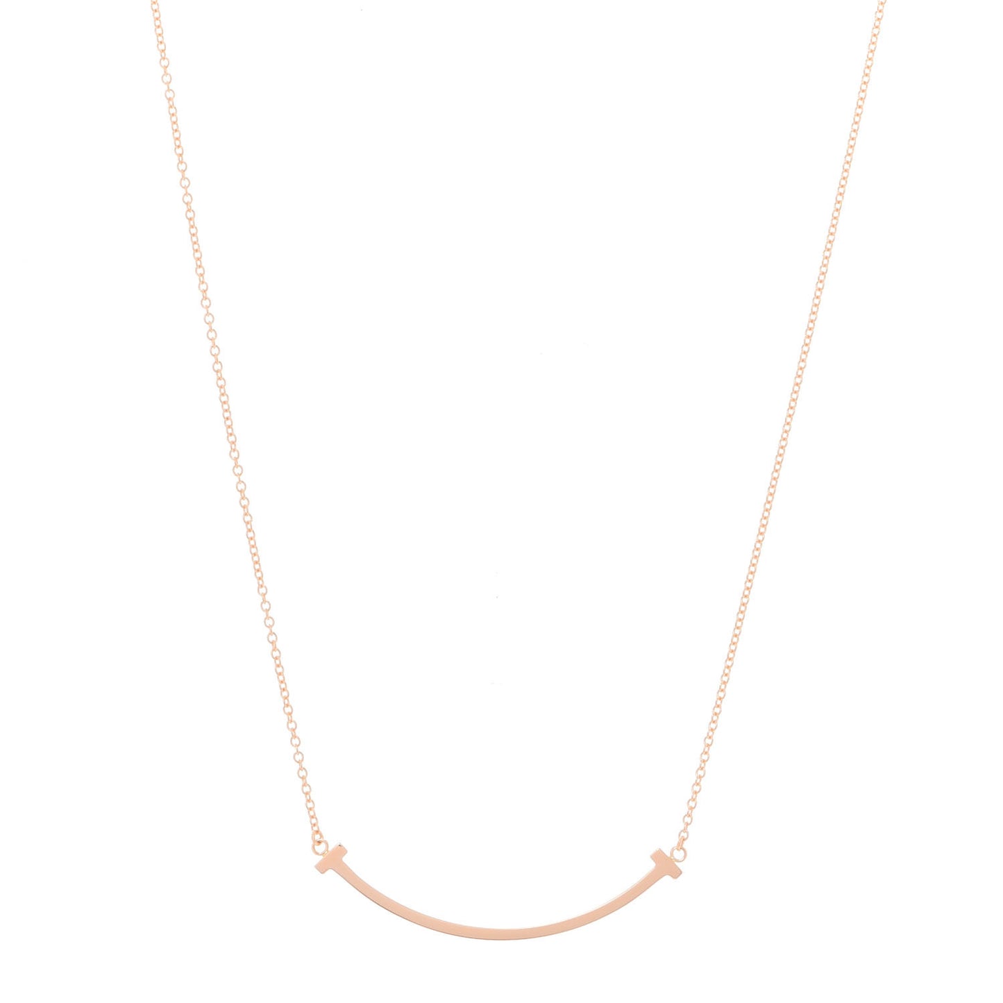 18K Rose Gold Small T Smile Pendant Necklace