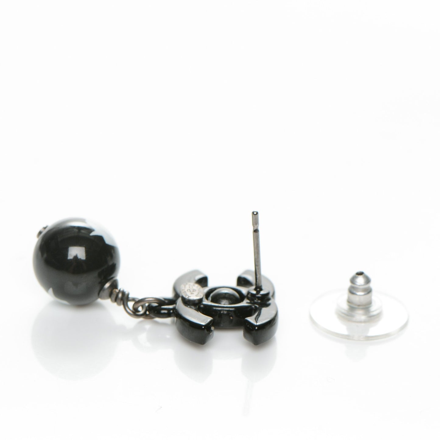 Enamel Bead CC Coco Drop Earrings Black