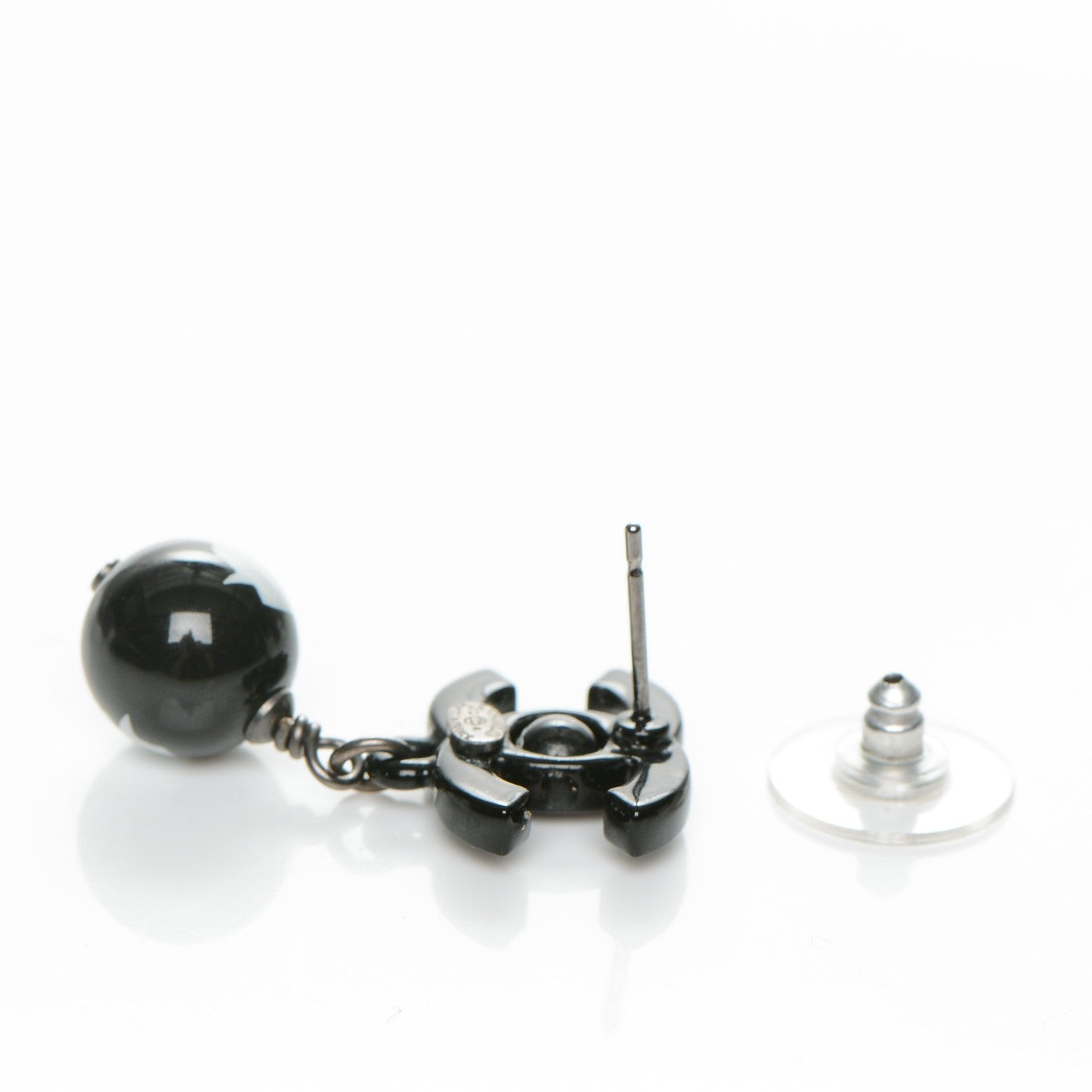 Chanel Enamel Bead CC Coco Drop Earrings Black 4 of 5