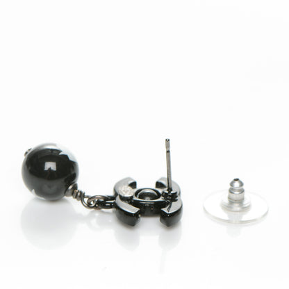 Chanel Enamel Bead CC Coco Drop Earrings Black 4 of 5
