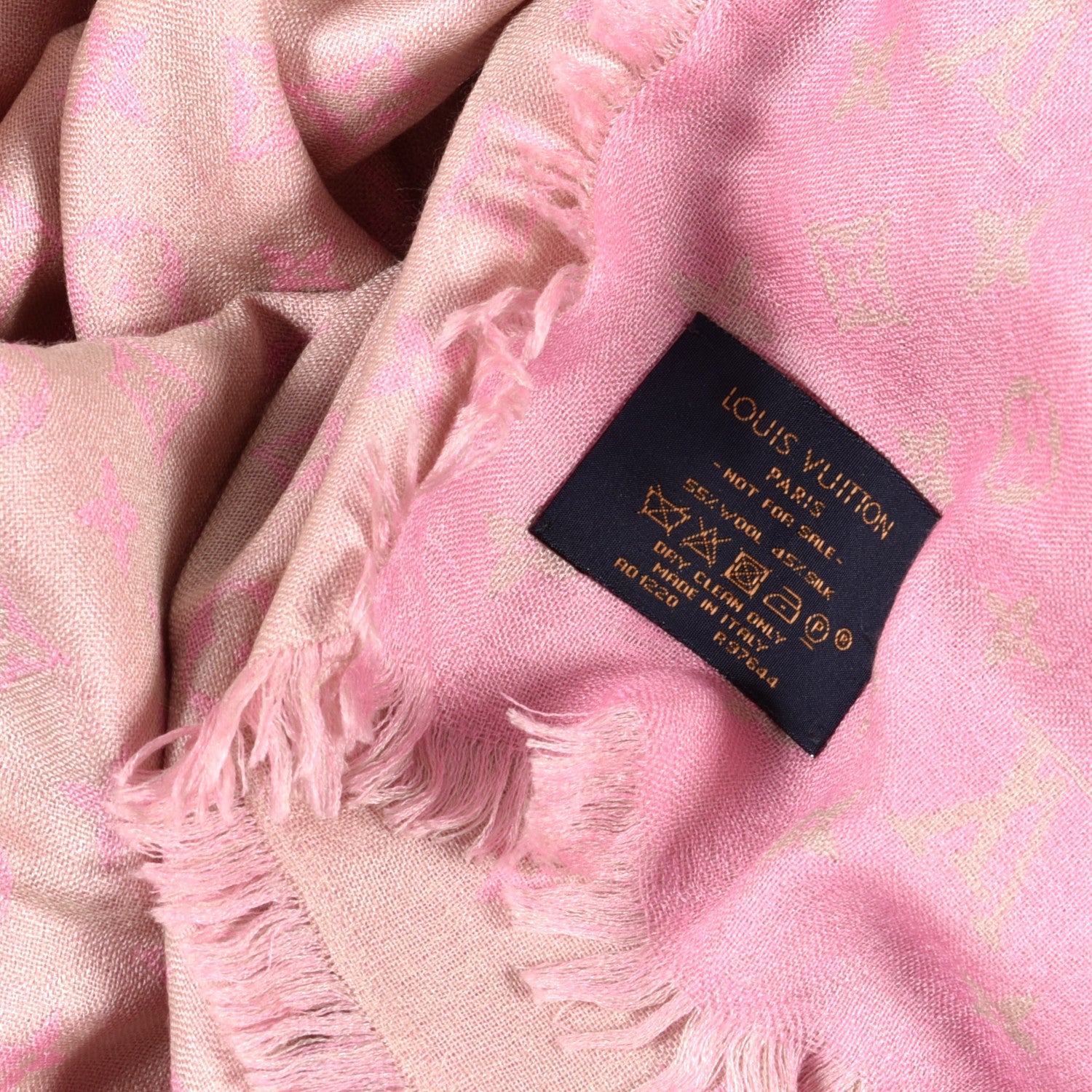 Louis Vuitton Silk Wool Monogram So LV Stole Blush 4 of 4