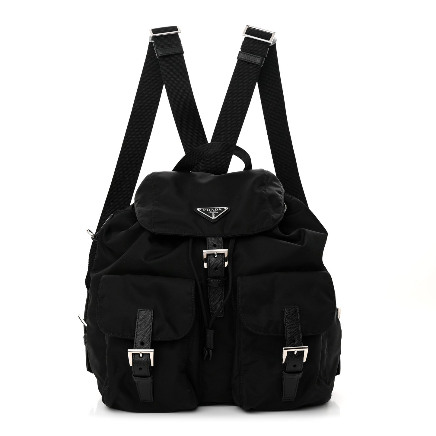Re-Nylon Tessuto Saffiano Medium Backpack Black