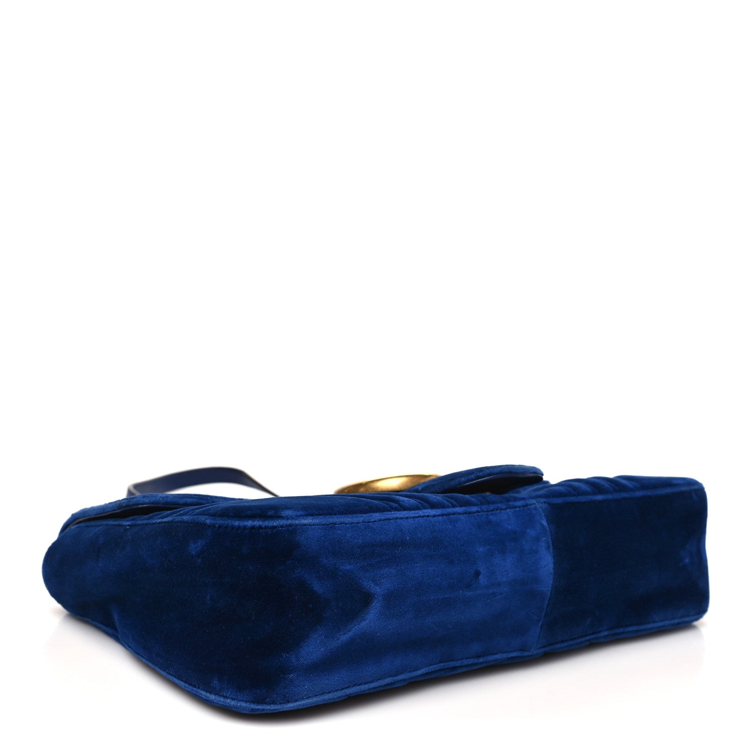 Gucci Velvet Matelasse Small GG Marmont Shoulder Bag Cobalt Blue 4 of 11