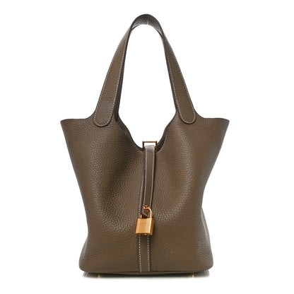 Hermes Taurillon Clemence Picotin Lock 22 MM Etoupe 1 of 10