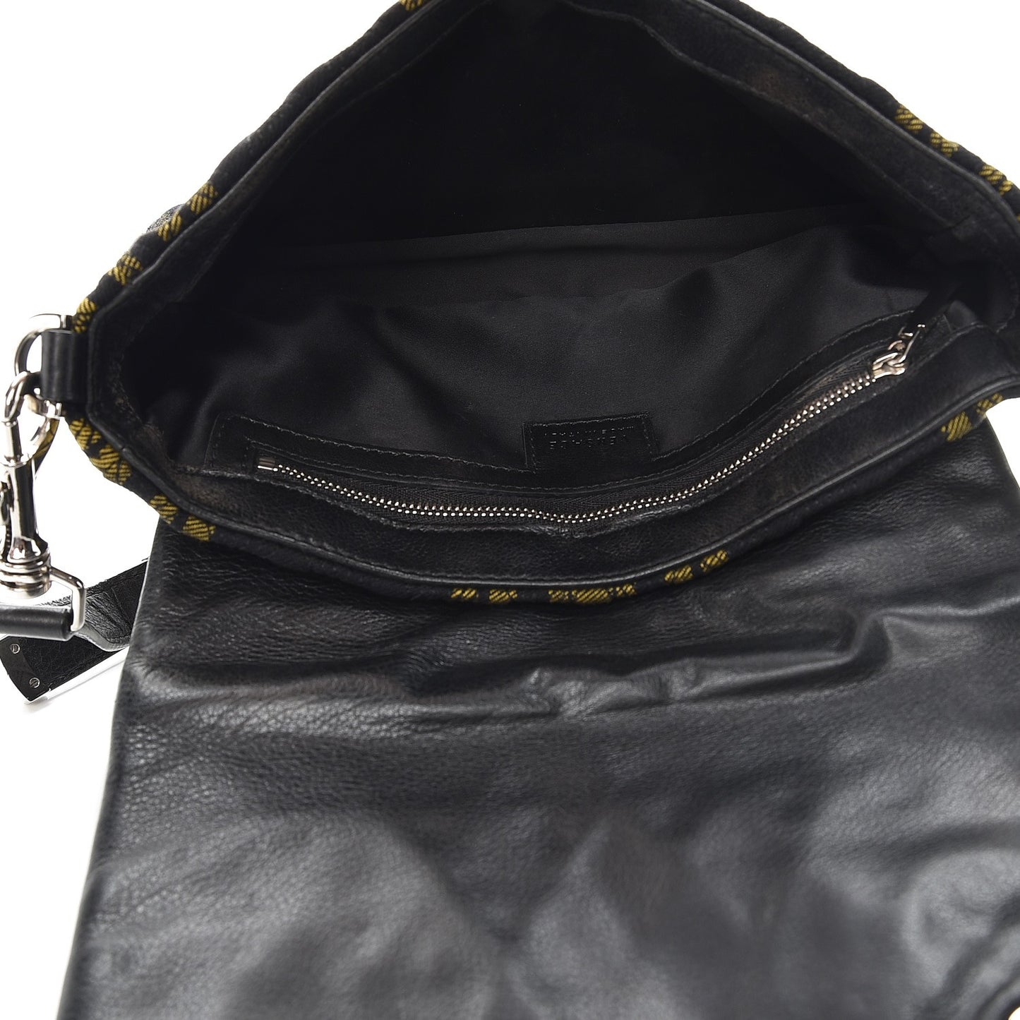 Calfskin Tartan Studded Medusa Chain Flap Bag Yellow