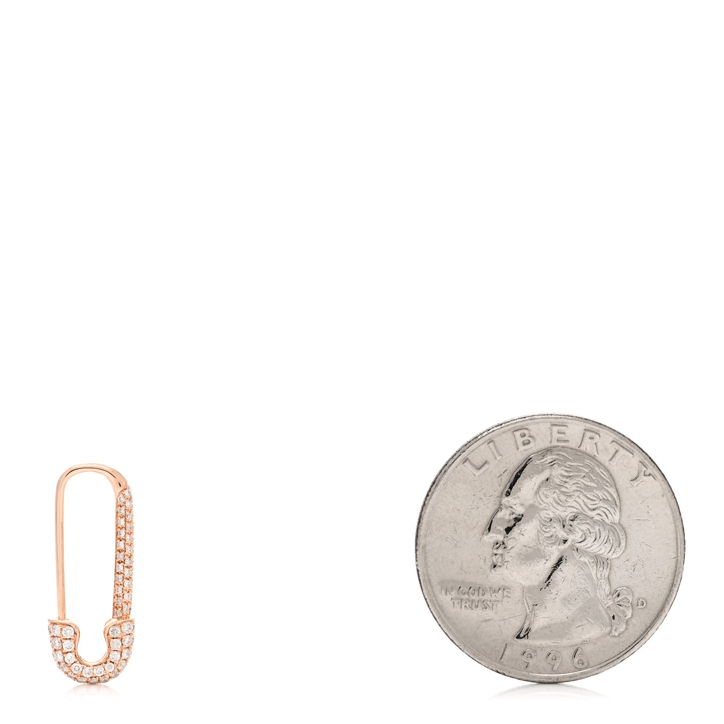 18K Rose Gold Diamond Mini Safety Pin Earring
