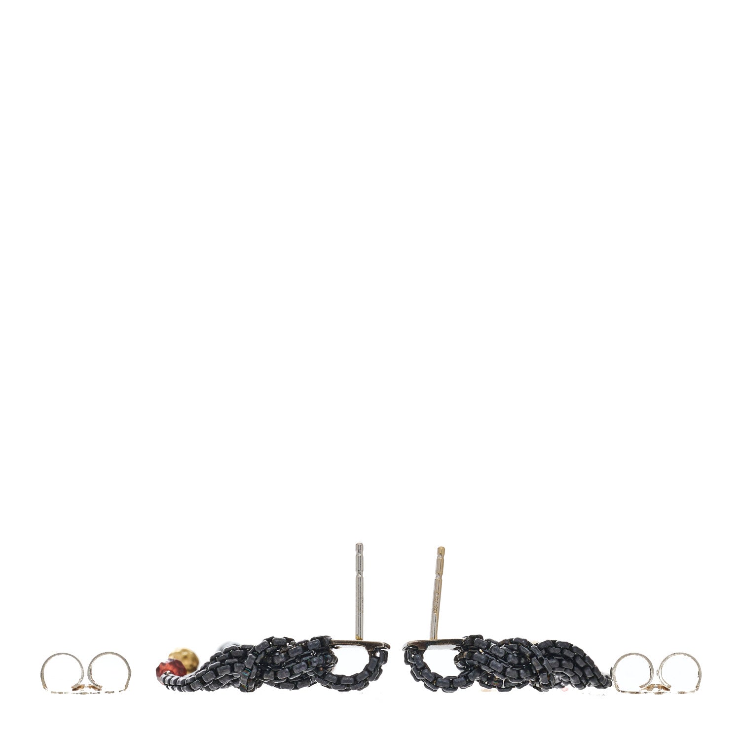 David Yurman Darkened Sterling Silver 18K Yellow Gold Garnet Hematite Black Onyx Box Chain Knot Drop Earrings 3 of 4