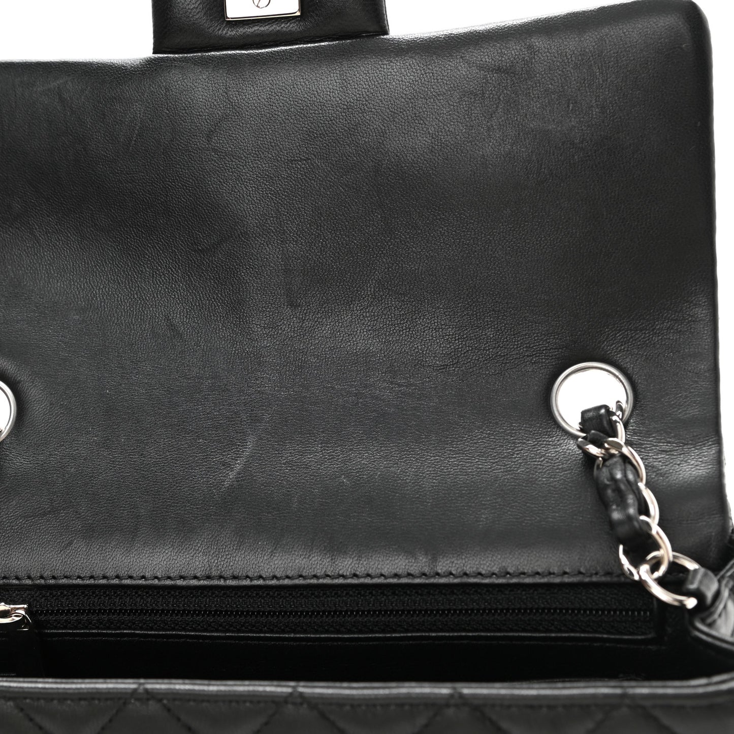 Lambskin Quilted Mini Rectangular Flap Black