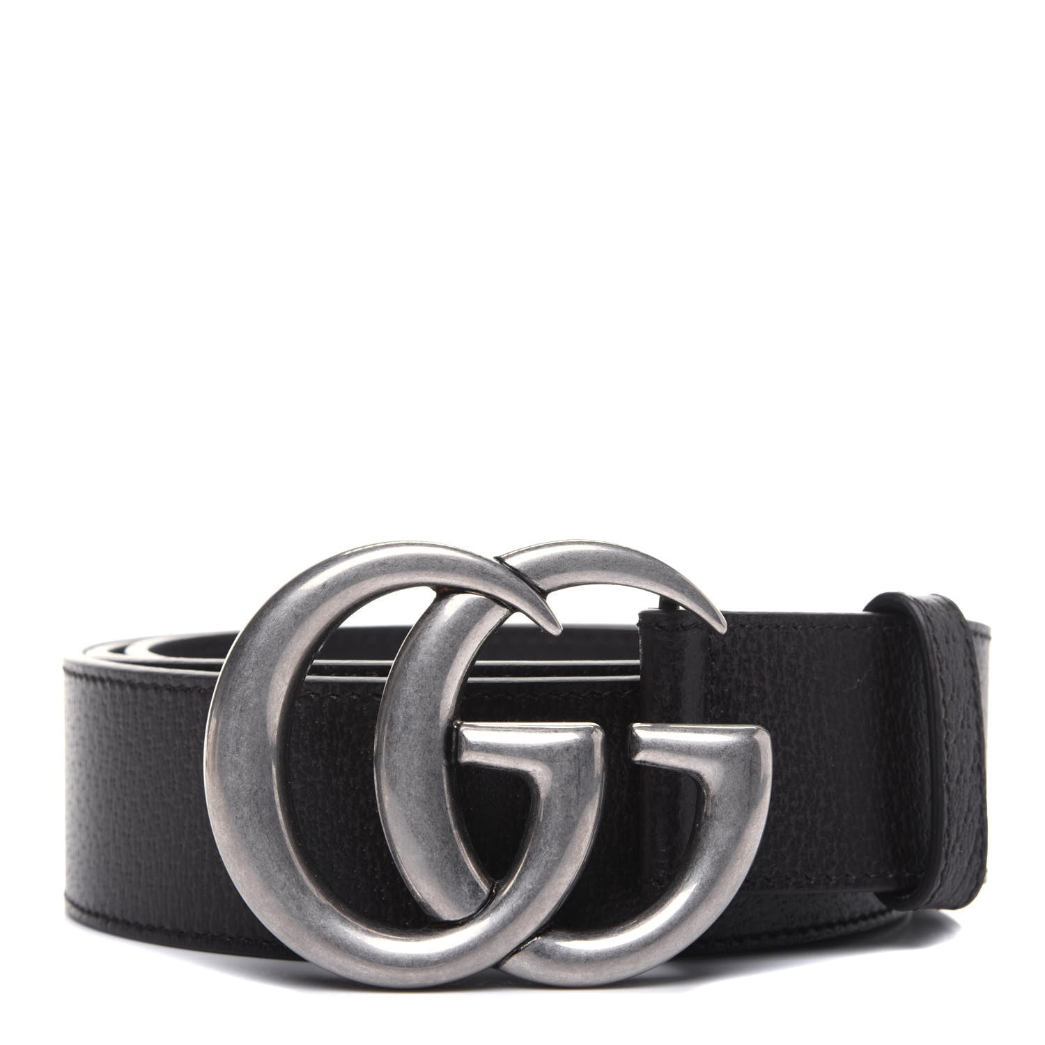 Gucci Textured Dollar Calfskin Nickel Double G 40mm Belt 100 40 Dark Cocoa 1 of 7