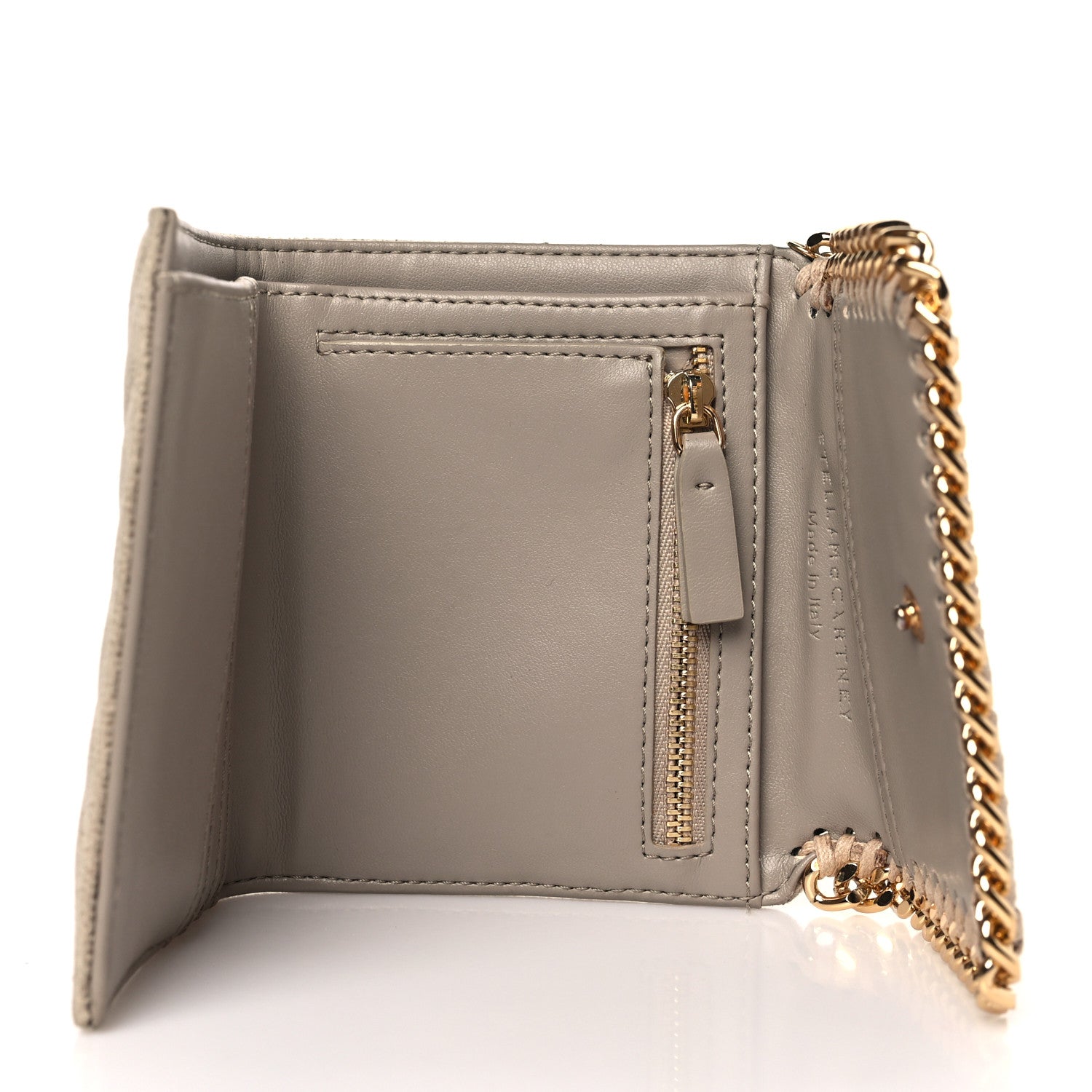 Stella McCartney Shaggy Deer Chevron Flap Wallet Beige 5 of 6