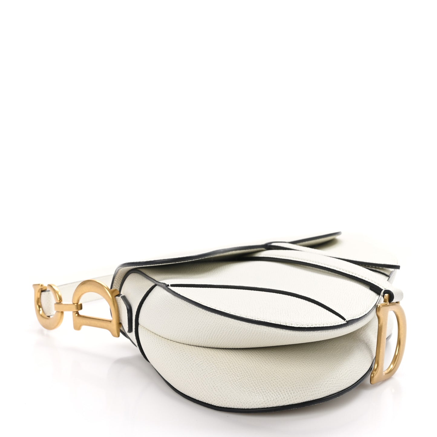 Grained Calfskin Saddle Bag With Strap Latte