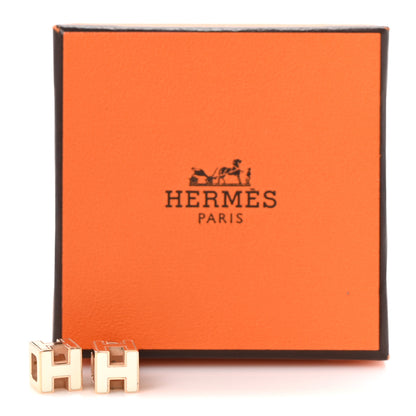 Hermes Gold Lacquered Cage d'H Earrings Ecru 5 of 5