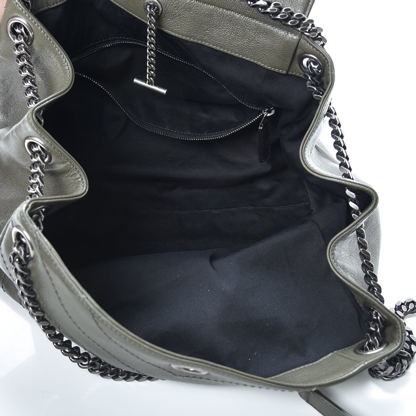 Vintage Calfskin Chevron Monogram Medium Nolita Olive Green
