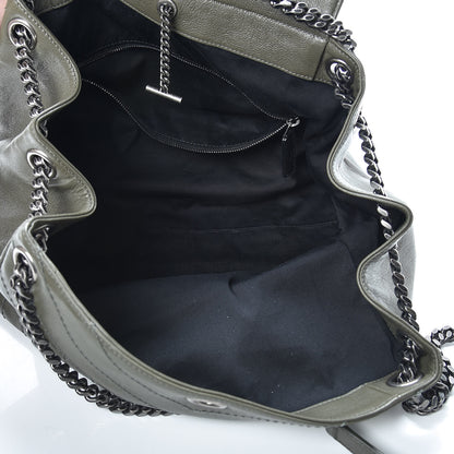 Saint Laurent Vintage Calfskin Chevron Monogram Medium Nolita Olive Green 5 of 10
