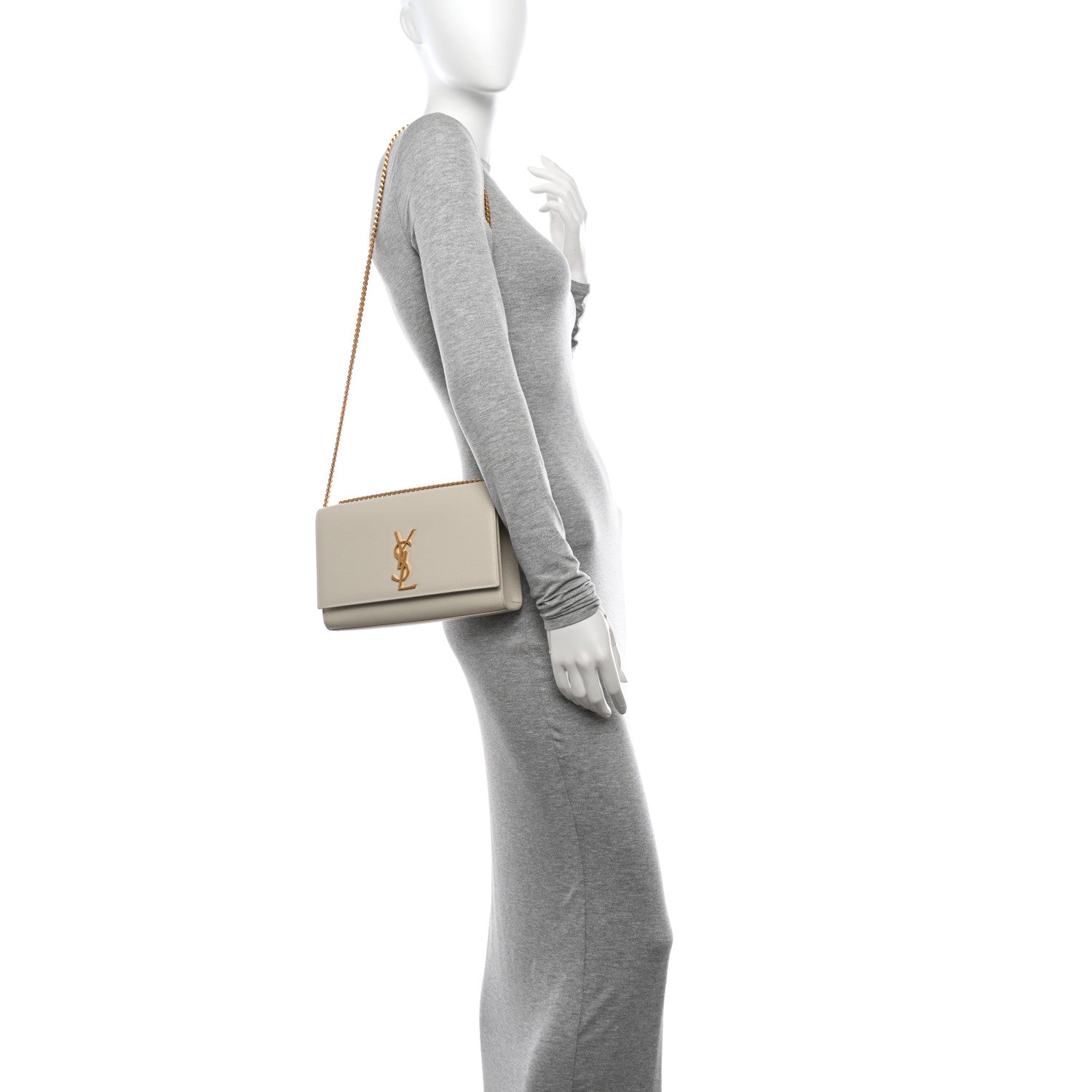 Saint Laurent Grain De Poudre Medium Classic Monogram Kate Satchel Crema Soft 2 of 10