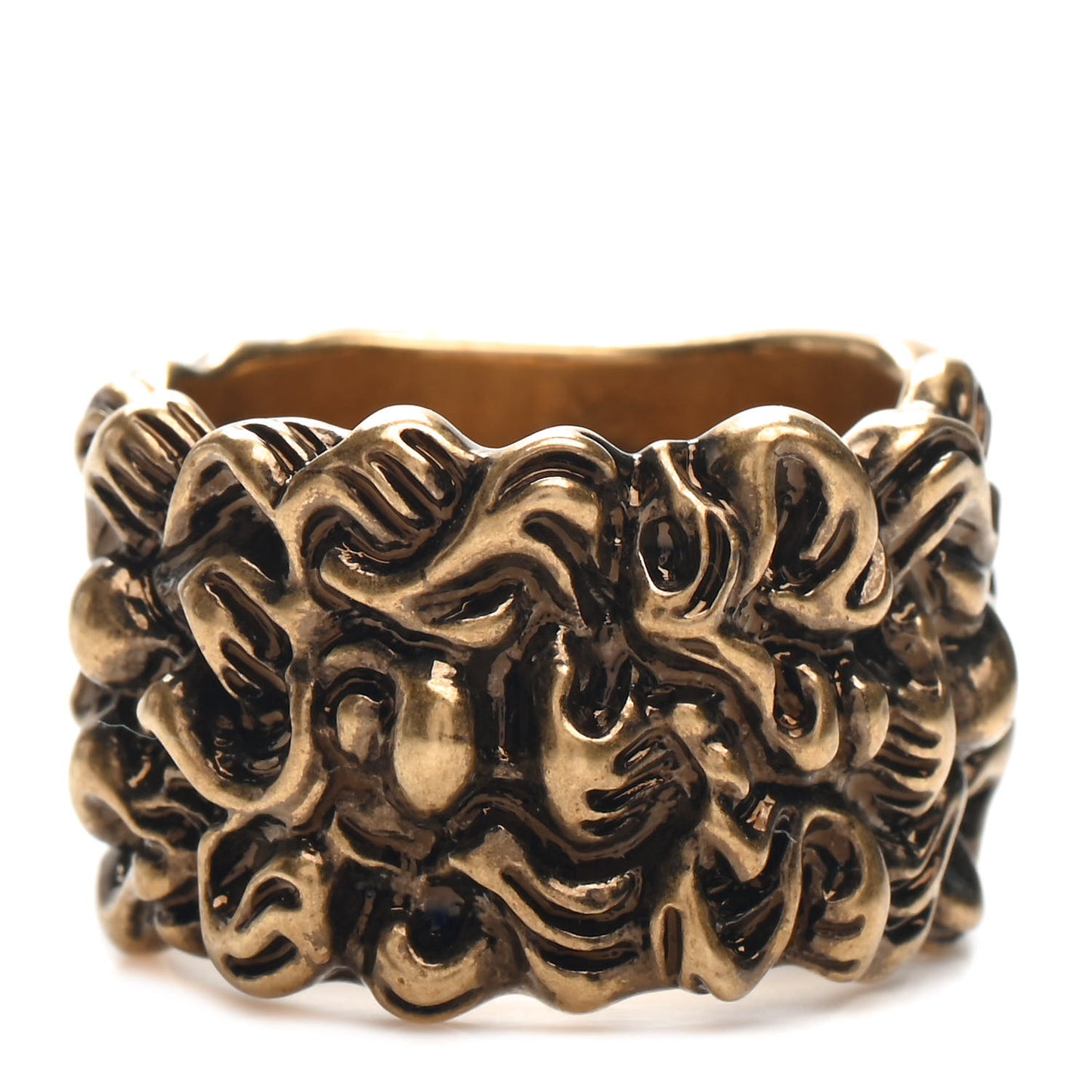 Metal Lion Mane Ring M Aged Gold