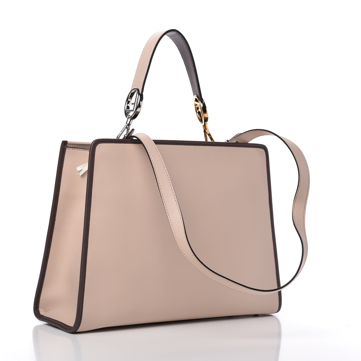 Fendi Vitello Century Opaco F is Fendi Bi-Color Regular Runaway Satchel Soap Moresco 3 of 11