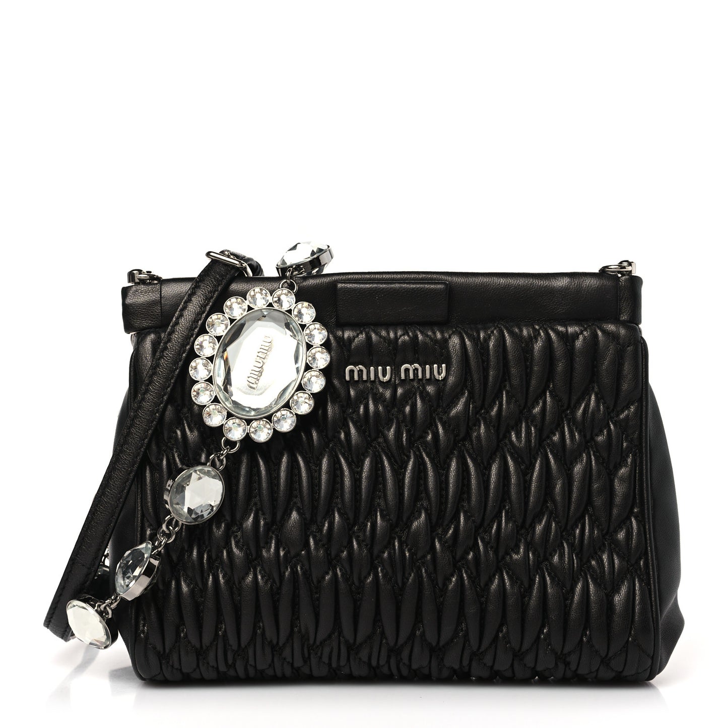 Nappa Matelasse Crystal Shoulder Bag Black