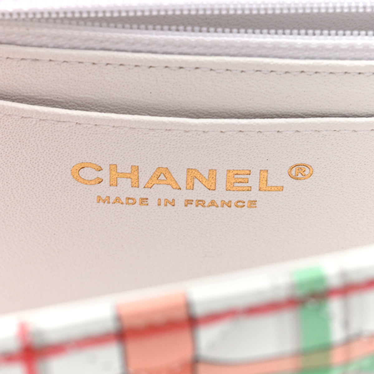 Chanel Calfskin Quilted Plaid Printed Small Single Flap White Multicolor 6 of 10